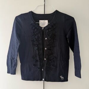 Abercrombie & Fitch Navy Cardigan with Floral Accents size medium